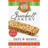 Sunbelt Bakery Granola Bars, Oats & Honey, Chewy, Value Pack - 15 Each 