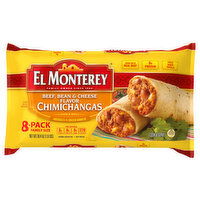 El Monterey El Monterey Chimichangas, Beef, Bean & Cheese Flavor, 8-Pack, Family Size, 8 Each 