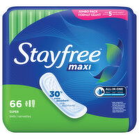 Stayfree Pads, Super, Jumbo Pack - 66 Each 