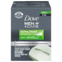 Dove Men+Care Hand & Body + Face + Shave Bar, Extra Fresh, Refreshing, 3-n-1 - 2 Each 