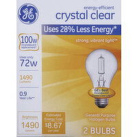 GE Light Bulbs, Halogen, Crystal Clear, 72 Watts