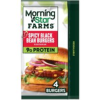MorningStar Farms Veggie Burgers, Spicy Black Bean - 9.5 Ounce
