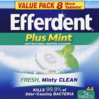 Efferdent Denture Cleanser, Anti-Bacterial, Tablets, Plus Mint, Value Pack - 44 Each 