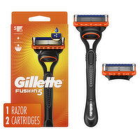 Gillette Fusion5 Razor for Men, Handle + 2 Razor Blade Refills - 1 Each 