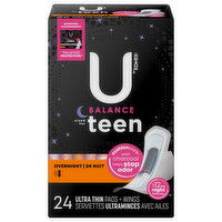 U by Kotex Pads, Ultra Thin, Overnight - 24 Each 