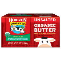 Horizon Organic Butter, Organic, Unsalted - 4 Each 