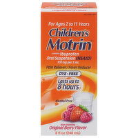 Motrin Pain Reliever, Original Berry Flavor, Dye-Free