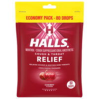 HALLS Relief Cherry Cough Drops, Economy Pack, 80 Drops - 8.75 Ounce 