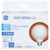 GE Light Bulbs, LED, Classic Shape, Soft White, 5.5 Watts, 2 Pack - 2 Each 