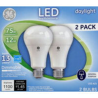 GE Light Bulbs, LED, A21, Dimmable, Daylight, 12 Watts, 2 Pack - 2 Each 