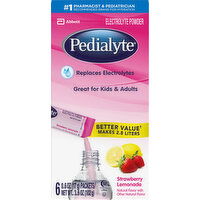 Pedialyte Electrolyte Powder, Strawberry Lemonade - 6 Each 