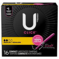 U by Kotex Tampons, Unscented, Regular, Compact - 16 Each 