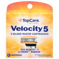 TopCare Razor Cartridges, Velocity 5, 5-Blade - 4 Each 