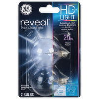 GE Bulbs, HD+ Light, Clear Finish, 25 Watts - 2 Each 