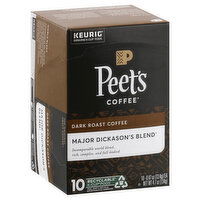 Peet's Coffee Coffee, Dark Roast, Major Dickason’s Blend, K-Cup Pods - 10 Each 