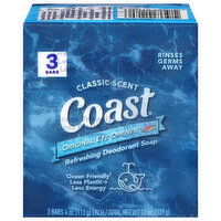 Coast Soap, Deodorant, Refreshing, Classic Scent - 3 Each 