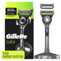 Gillette GilletteLabs with Exfoliating Bar Razor Handle, 2 Refills, 1 Stand - 1 Each 