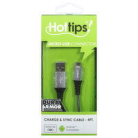 Hottips! Charge & Sync Cable, Micro-USB Connector, 4 Feet - 1 Each 