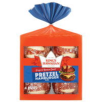 King's Hawaiian Hamburger Buns, Pretzel, Original Hawaiian Sweet - 4 Each 