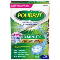 Polident Antibacterial Dental Appliance Cleanser, Mint Fresh, Tablets - 30 Each 