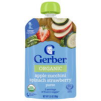 Gerber Puree, Apple Zucchini Spinach Strawberry, Sitter 2nd Foods - 3.5 Ounce 