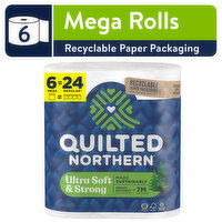 QUILTED NORTHERN Toilet Paper, Unscented, Mega Rolls, 2-Ply - 6 Each 