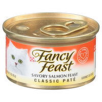 Fancy Feast Cat Food, Gourmet, Savory Salmon Feast, Classic Pate - 3 Ounce 