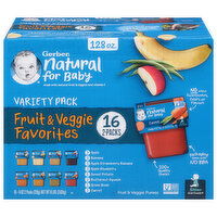 Gerber Fruit & Veggie Favorites, Sitter 2nd Foods, Variety Pack - 16 Each 