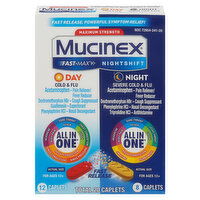 Mucinex Cold & Flu, Maximum Strength, Day/Night, Caplets - 20 Each 