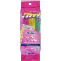 TopCare Razors, Twin Blade, Disposable, 4 Color Variety Pack - 10 Each 