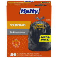 Hefty Hefty Trash Bags, Drawstring, Multipurpose, Large, 30 Gallon, Mega Pack, 56 Each 