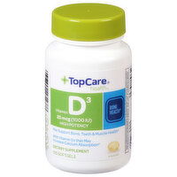 TopCare Vitamin D3, 25 mcg, High Potency, Softgels - 100 Each 