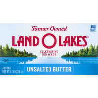 Land O Lakes Unsalted Butter, Made with Sweet Cream - 4 Each 