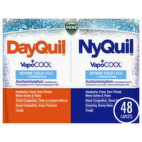 Vicks Cold & Flu + Congestion, Severe, Dayquil/Nyquil, Coated Caplets - 24 Each 