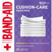 Band-Aid Gauze Pads, Cushion-Care, Large - 25 Each 