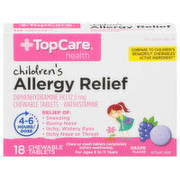 TopCare Allergy Relief, Children's, 12.5 mg, Chewable Tablets, Grape Flavor