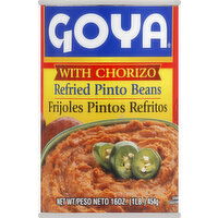 Goya Pinto Beans, Refried, with Chorizo - 16 Ounce 