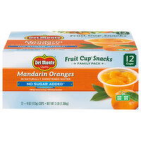 Del Monte No Sugar Added Mandarin Oranges Fruit Cup Snacks Family Pack - 12 Each