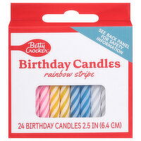 Betty Crocker Rainbow Stripe Birthday Candles - 24 Each