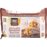 Tina's Breakfast Burrito, Handcrafted, Egg, Steak, Potato & Cheddar Cheese, 12 Pack - 12 Each 