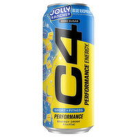 C4 Energy Drink, Blue Raspberry, Zero Sugar, Jolly Rancher - 16 Fluid ounce 