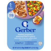 Gerber Toddler (12+ Months) Mashed Potatoes & Seasoned Beef in Gravy and a Side of Carrots, Peas & Corn - 6.67 Ounce
