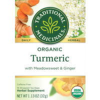 Traditional Medicinals Herbal Supplement, Organic, Turmeric with Meadowsweet & Ginger, Tea Bags - 16 Each 