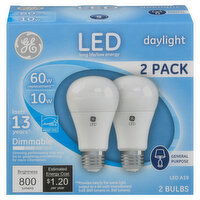 GE Light Bulbs, LED, Daylight, 10 Watts, 2 Pack