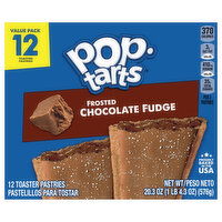 Pop-Tarts Toaster Pastries, Chocolate Fudge, Frosted, Value Pack - 12 Each 