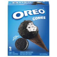 Oreo Frozen Dairy Dessert, Chocolatey Cones Filled with Oreo, Cones, 4 Pack - 4 Each 