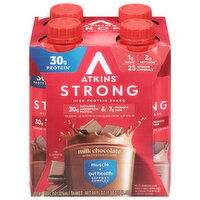 Atkins Protein Shake, High, Milk Chocolate - 4 Each 