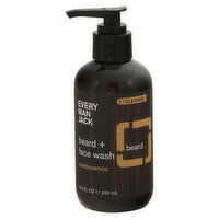 Every Man Jack Beard + Face Wash, Cleanse, Sandalwood - 6.7 Fluid ounce 