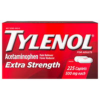 Tylenol Acetaminophen, Extra Strength, 500 mg, for Adults, Caplets - 225 Each 