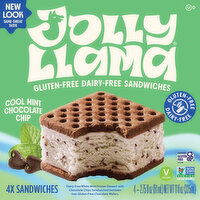 Jolly Llama Sandwiches, Cool Mint Chocolate Chip - 4 Each 